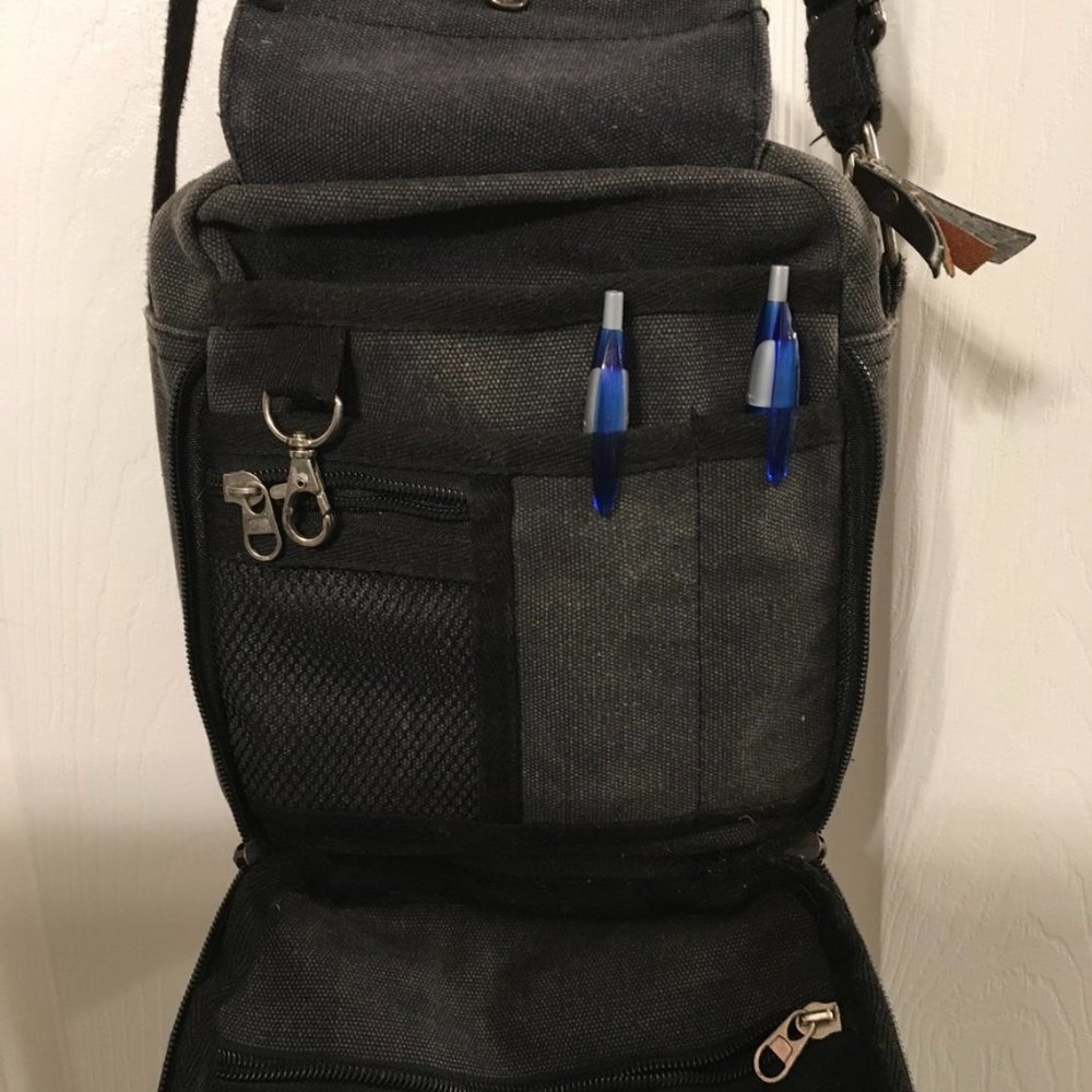 Harwish Unisex Canvas Gray Shoulder Bag - Picture 7 of 15